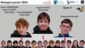 Le championnat de Bretagne jeunes 2024. Ali s'impose en champion (U14), Augustin remporte l'Open A. 5