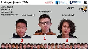 Le championnat de Bretagne jeunes 2024. Ali s'impose en champion (U14), Augustin remporte l'Open A. 6